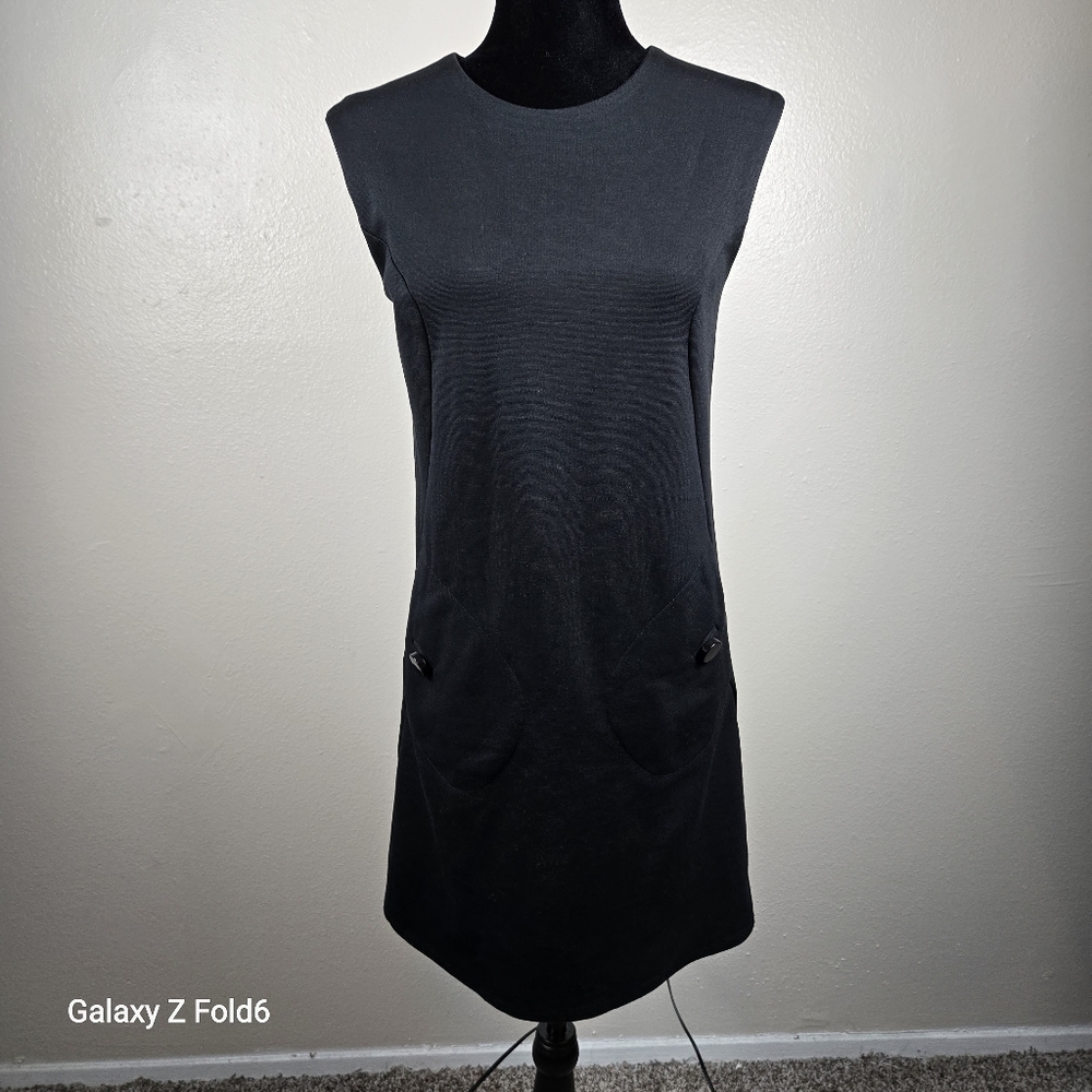 Michael Michael‎ Kors Black Sleeveless Shift Dress Small Pockets
